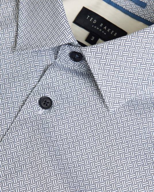 Ted Baker hombres 2ZFP1381 ropa camisa alham de manga larga con estampado geométrico Armada