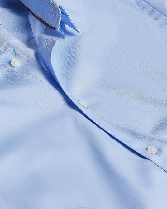 Ted Baker hombres 2ZFP1441 ropa camisa de lunares de manga larga de tritón azul