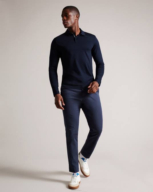 Ted Baker hombres 2ZFP1451 ropa toler polo de manga larga y corte slim Armada
