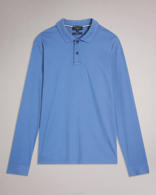 Ted Baker hombres 2ZFP1480 ropa toler polo de manga larga y corte slim azul oscuro