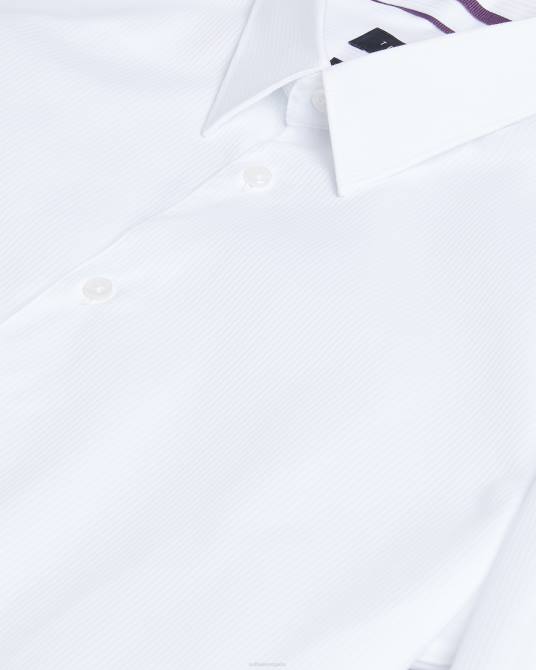 Ted Baker hombres 2ZFP1486 ropa camisa haless de manga larga con rayas texturizadas blanco