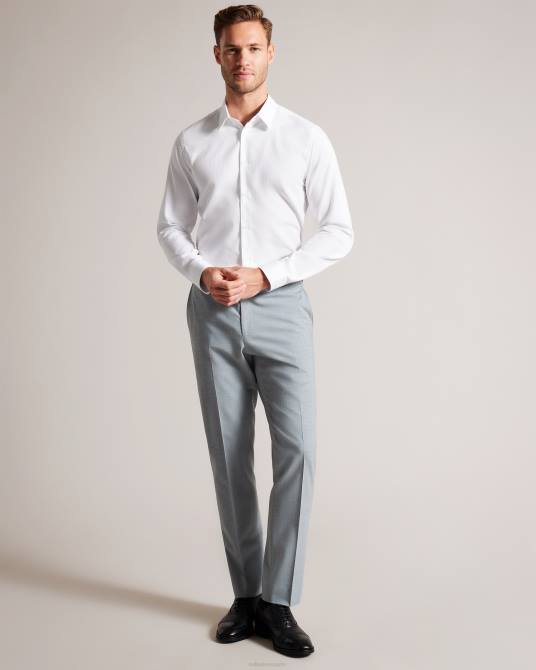 Ted Baker hombres 2ZFP1486 ropa camisa haless de manga larga con rayas texturizadas blanco