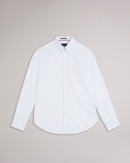 Ted Baker hombres 2ZFP1486 ropa camisa haless de manga larga con rayas texturizadas blanco