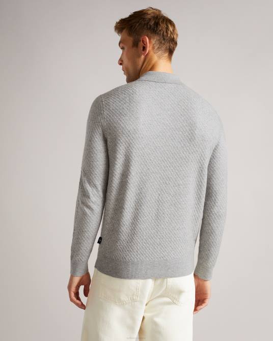 Ted Baker hombres 2ZFP1725 ropa polo texturizado de punto nixan ls marga gris