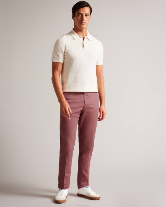 Ted Baker hombres 2ZFP1266 ropa pantalones rectos con cinturón granate