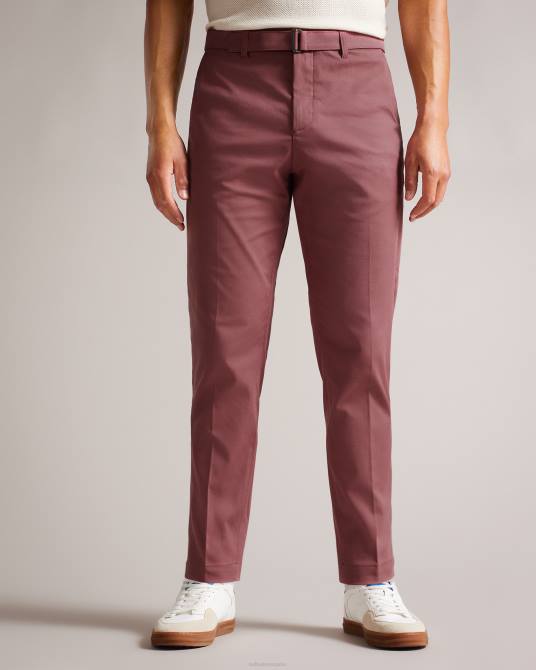 Ted Baker hombres 2ZFP1266 ropa pantalones rectos con cinturón granate