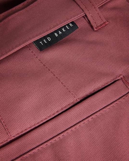 Ted Baker hombres 2ZFP1266 ropa pantalones rectos con cinturón granate