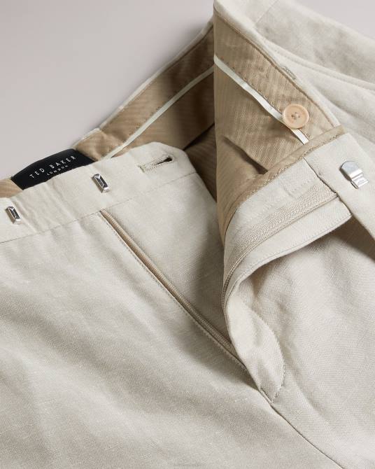 Ted Baker hombres 2ZFP1384 ropa pantalones lancet de corte slim en lana y lino piedra