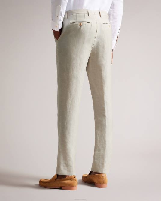 Ted Baker hombres 2ZFP1384 ropa pantalones lancet de corte slim en lana y lino piedra