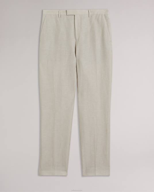 Ted Baker hombres 2ZFP1384 ropa pantalones lancet de corte slim en lana y lino piedra