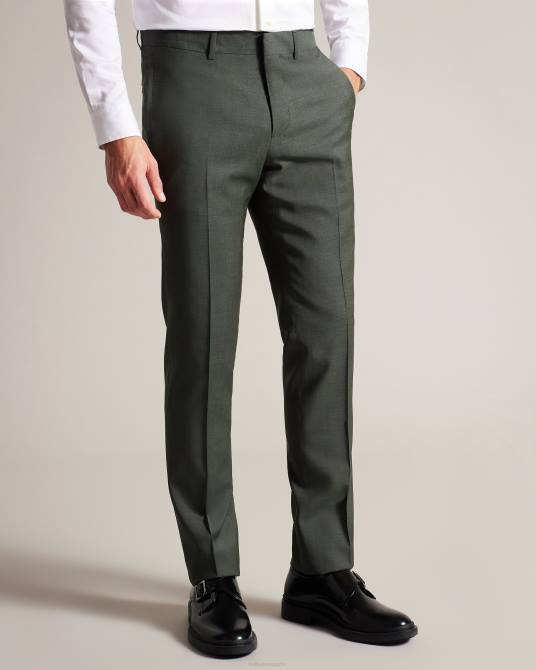 Ted Baker hombres 2ZFP1388 ropa Pantalón de traje rico en pura lana de piel de tiburón caqui