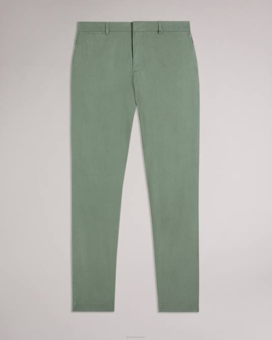 Ted Baker hombres 2ZFP1390 ropa pantalones elásticos de mezcla de lino kimmel verde claro