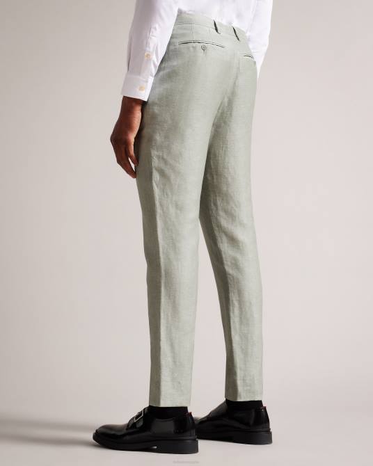 Ted Baker hombres 2ZFP1392 ropa pantalones lancet de corte slim en lana y lino verde claro