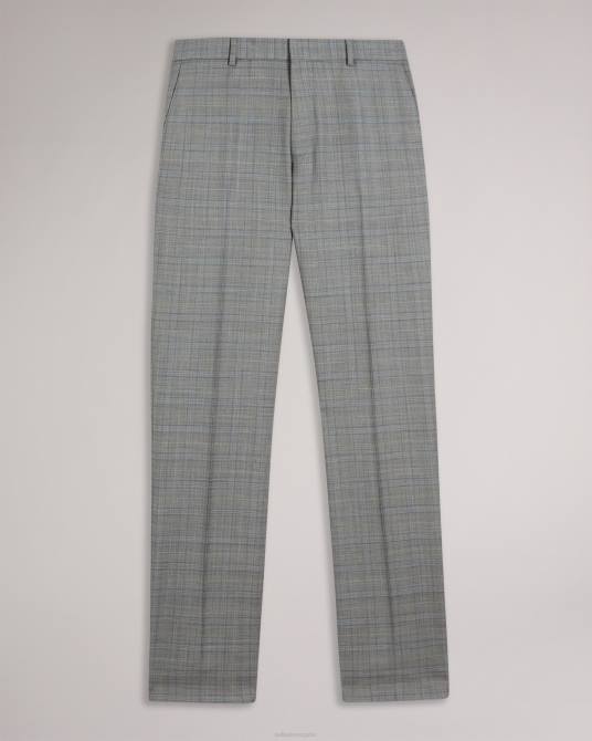 Ted Baker hombres 2ZFP1397 ropa pantalones elgolts en mezcla de lana a cuadros gris