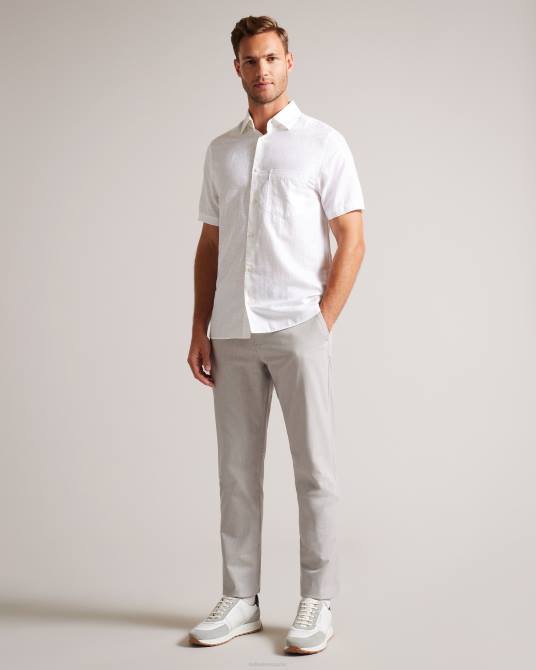 Ted Baker hombres 2ZFP1408 ropa pantalones portmay de corte slim con pata de gallo gris