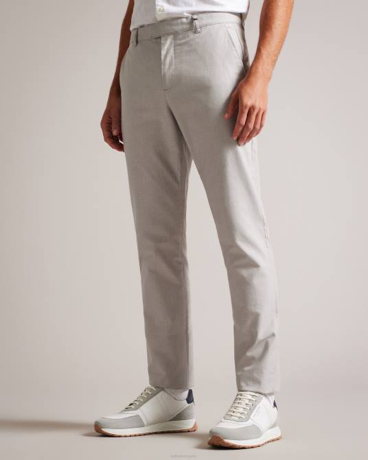 Ted Baker hombres 2ZFP1408 ropa pantalones portmay de corte slim con pata de gallo gris
