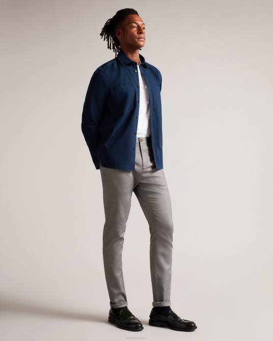 Ted Baker hombres 2ZFP1410 ropa pantalones texturizados Baren Irvine Fit gris claro