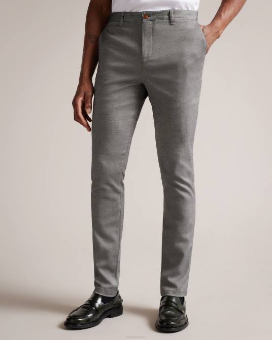 Ted Baker hombres 2ZFP1410 ropa pantalones texturizados Baren Irvine Fit gris claro