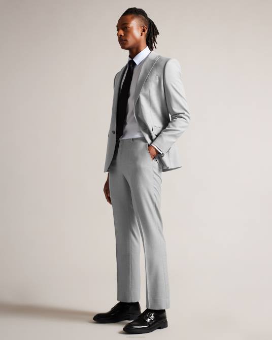 Ted Baker hombres 2ZFP1411 ropa pantalones byront de corte slim de lana gris claro