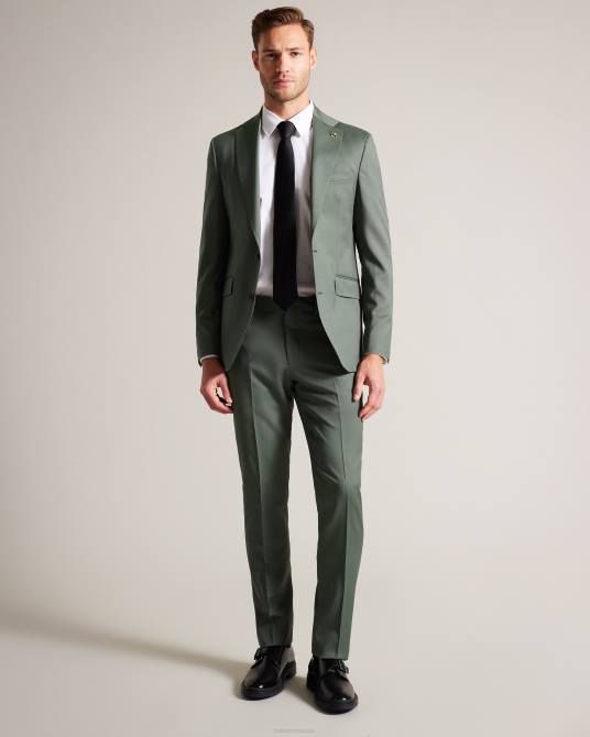 Ted Baker hombres 2ZFP1417 ropa pantalón de traje orejeras de pura lana verde