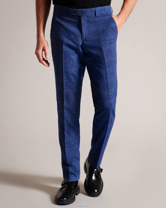 Ted Baker hombres 2ZFP1423 ropa Pantalón de traje a cuadros audient de lana y lino Armada