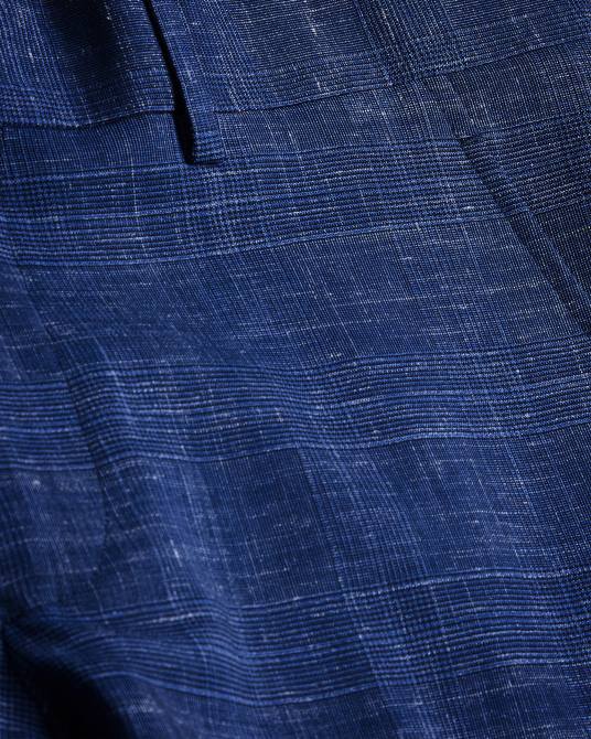 Ted Baker hombres 2ZFP1423 ropa Pantalón de traje a cuadros audient de lana y lino Armada