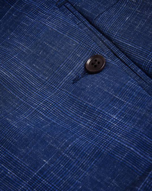 Ted Baker hombres 2ZFP1423 ropa Pantalón de traje a cuadros audient de lana y lino Armada