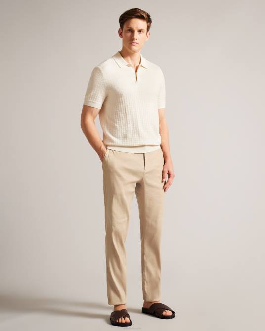Ted Baker hombres 2ZFP1443 ropa pantalones elásticos de mezcla de lino kimmel piedra