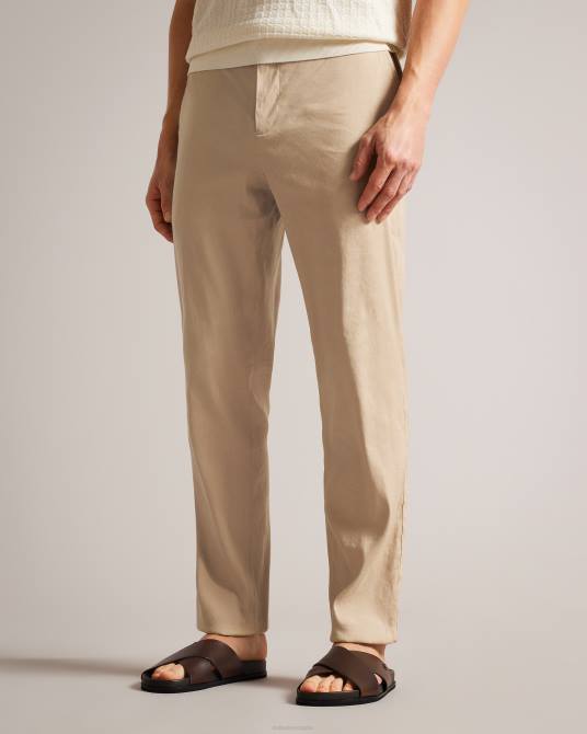 Ted Baker hombres 2ZFP1443 ropa pantalones elásticos de mezcla de lino kimmel piedra