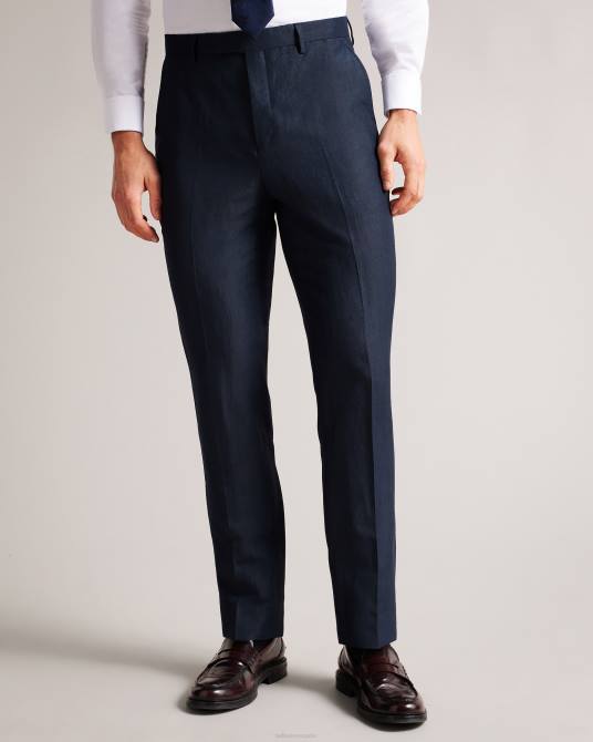 Ted Baker hombres 2ZFP1469 ropa pantalones lancet de corte slim en lana y lino Armada