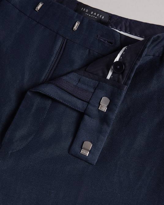 Ted Baker hombres 2ZFP1469 ropa pantalones lancet de corte slim en lana y lino Armada