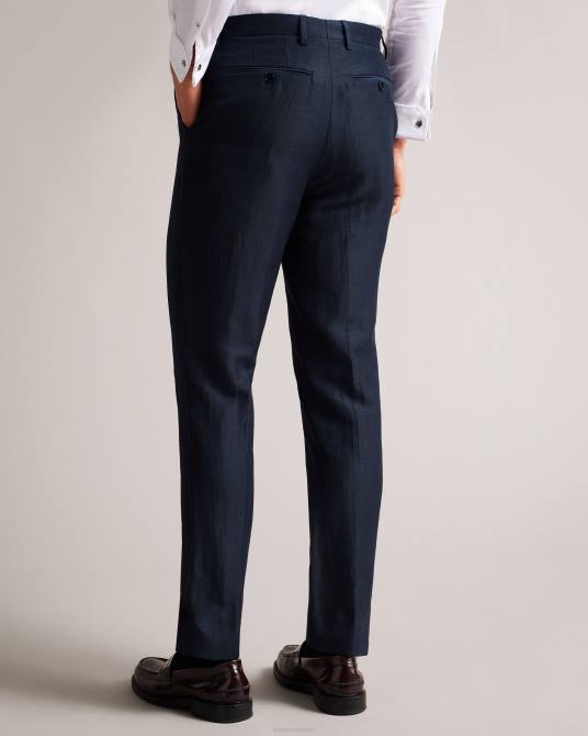 Ted Baker hombres 2ZFP1469 ropa pantalones lancet de corte slim en lana y lino Armada