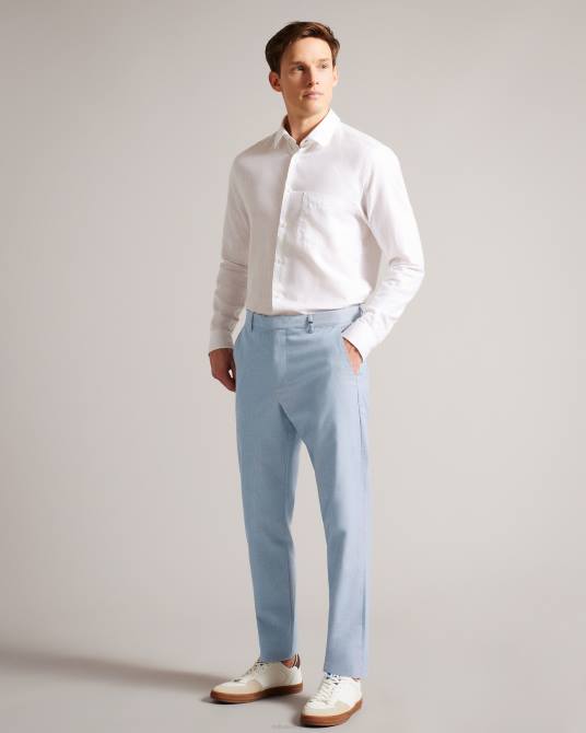 Ted Baker hombres 2ZFP1473 ropa pantalones portmay de corte slim con pata de gallo azul