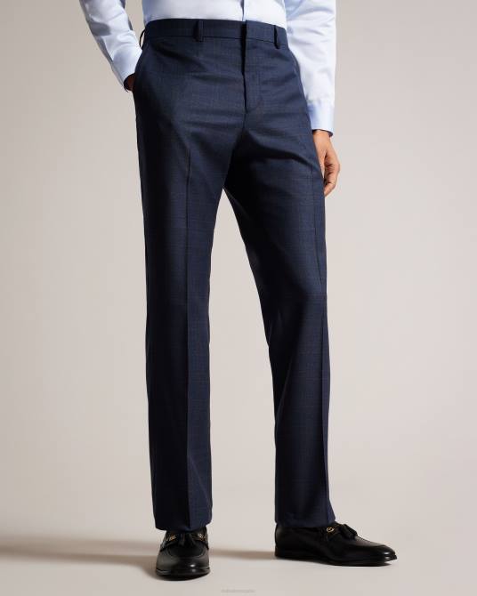 Ted Baker hombres 2ZFP1474 ropa pantalón de traje cromts de pura lana a cuadros Armada