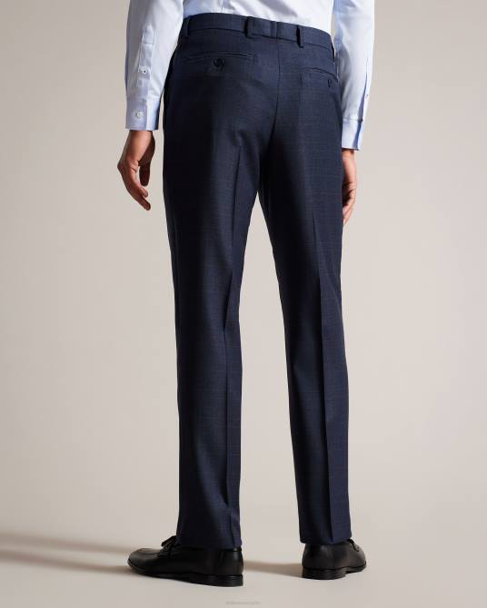 Ted Baker hombres 2ZFP1474 ropa pantalón de traje cromts de pura lana a cuadros Armada