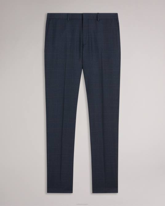 Ted Baker hombres 2ZFP1474 ropa pantalón de traje cromts de pura lana a cuadros Armada