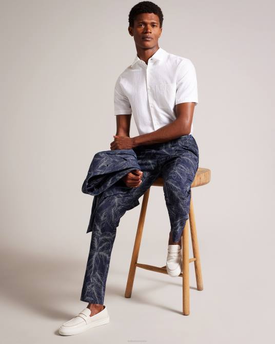 Ted Baker hombres 2ZFP1604 ropa pantalones de traje hoja postot Armada