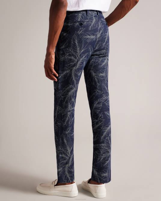 Ted Baker hombres 2ZFP1604 ropa pantalones de traje hoja postot Armada