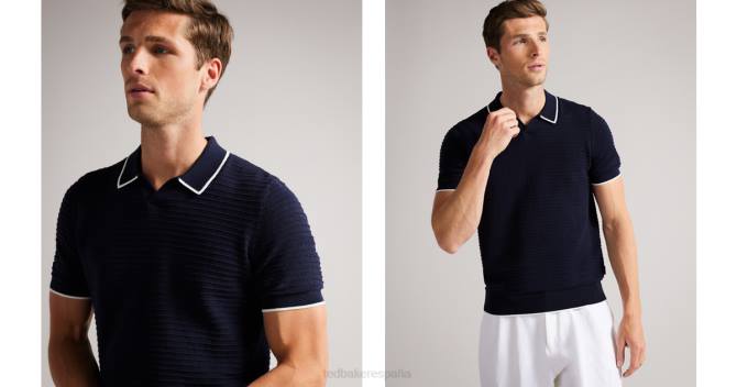 Ted Baker hombres 2ZFP1221 ropa Polo de punto con rayas texturizadas de Durdle Armada