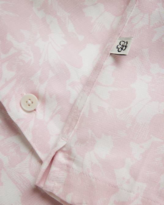Ted Baker hombres 2ZFP1462 ropa camisa Flaisby de mezcla de lino con estampado floral Rosa claro