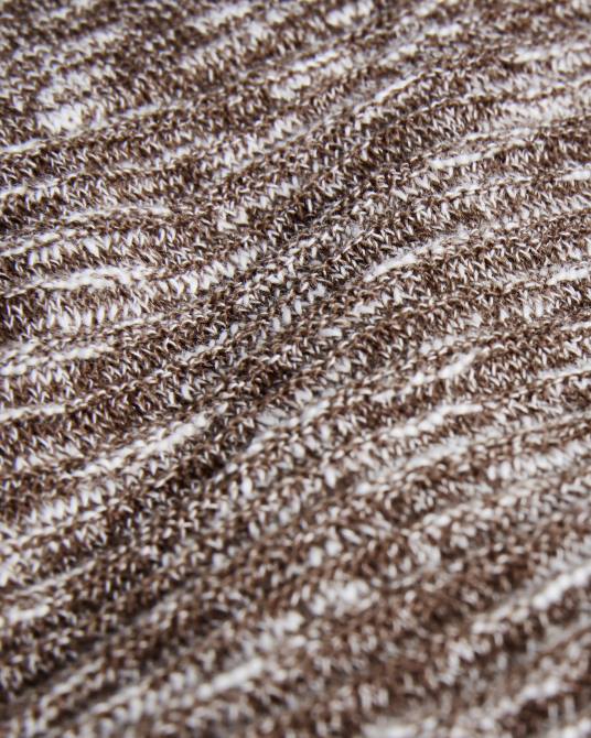 Ted Baker hombres 2ZFP1602 ropa polo plantr con cuello abierto jaspeado marron oscuro