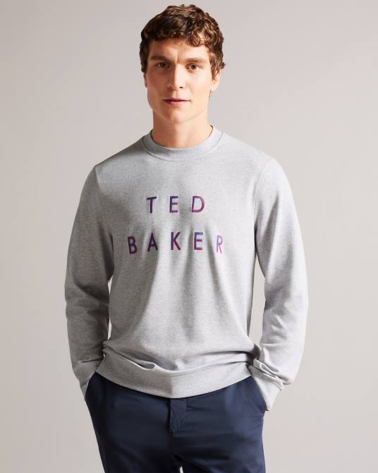 Ted Baker hombres 2ZFP1273 ropa jersey de manga larga con logo de Sonics marga gris