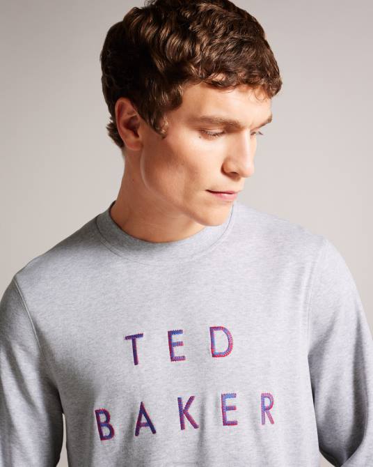 Ted Baker hombres 2ZFP1273 ropa jersey de manga larga con logo de Sonics marga gris