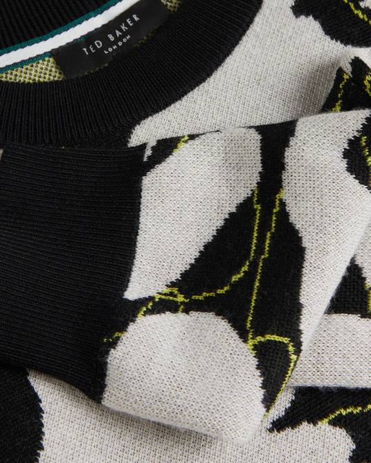 Ted Baker hombres 2ZFP1275 ropa jersey de lana merino floral ozier negro