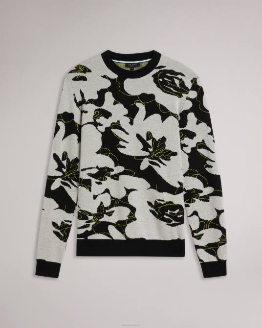 Ted Baker hombres 2ZFP1275 ropa jersey de lana merino floral ozier negro