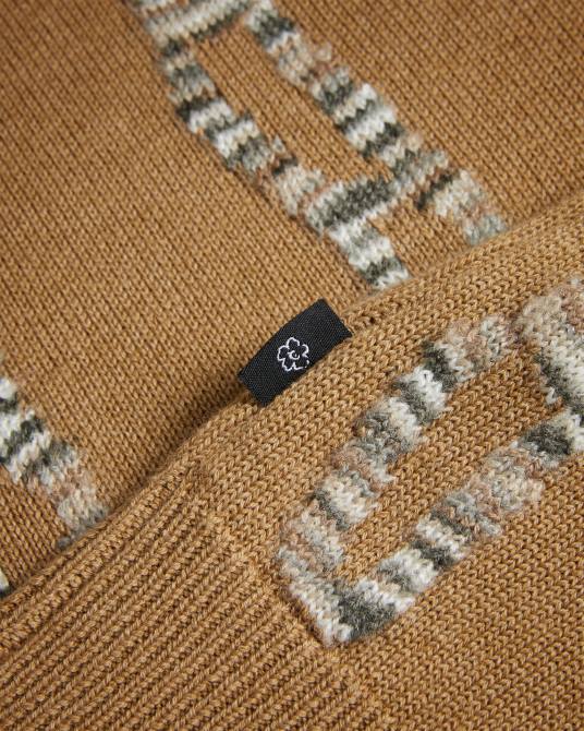 Ted Baker hombres 2ZFP1277 ropa suéter tejido de ochos de manga larga Nerin camello