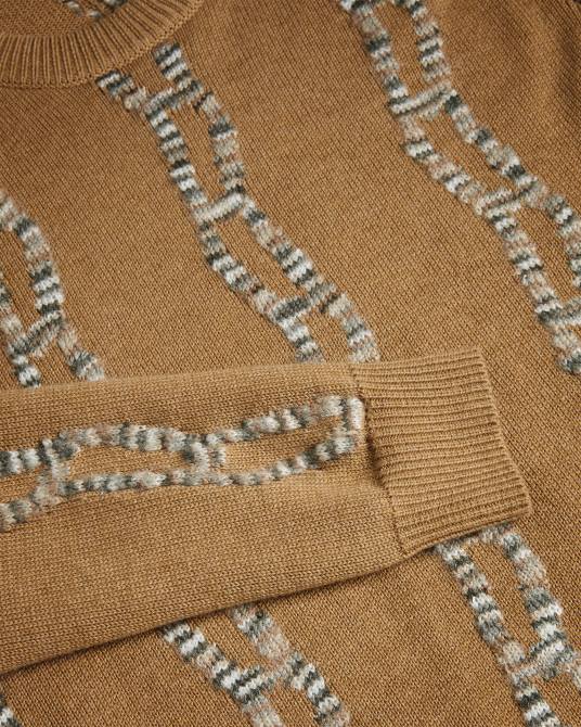 Ted Baker hombres 2ZFP1277 ropa suéter tejido de ochos de manga larga Nerin camello