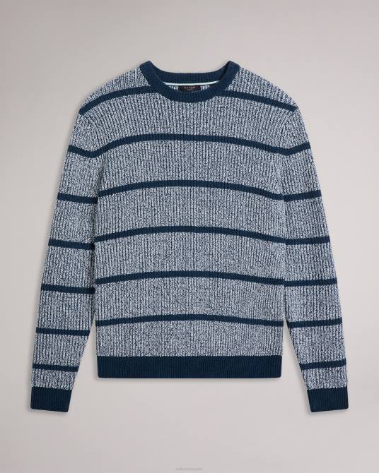 Ted Baker hombres 2ZFP1288 ropa jersey angio de corte estándar con rayas texturizadas azul