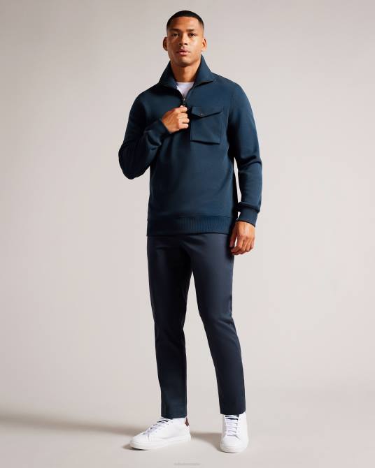 Ted Baker hombres 2ZFP1289 ropa jersey ecos con media cremallera y cuello alzado Armada