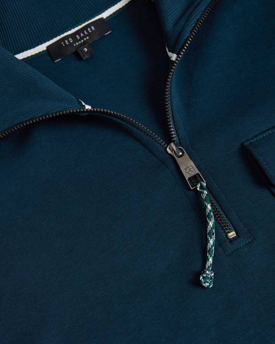 Ted Baker hombres 2ZFP1289 ropa jersey ecos con media cremallera y cuello alzado Armada